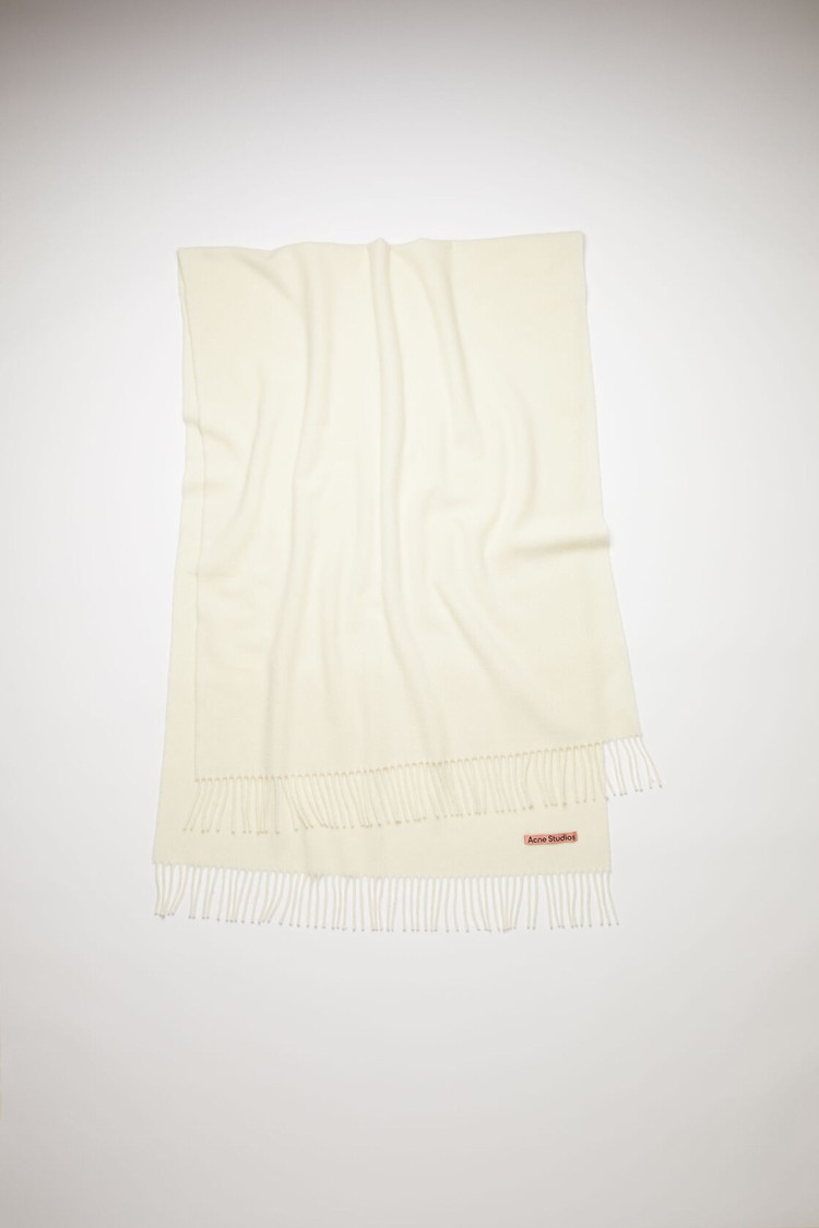 White Acne Studios Fringe Wool - Oversized Scarf | QLGM-02649