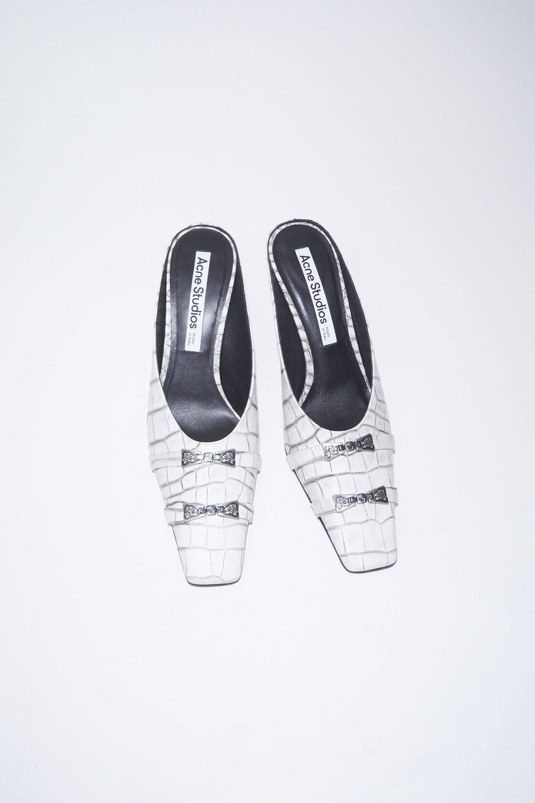 White Acne Studios Leather Heel Women's Mules | XKLF-81429