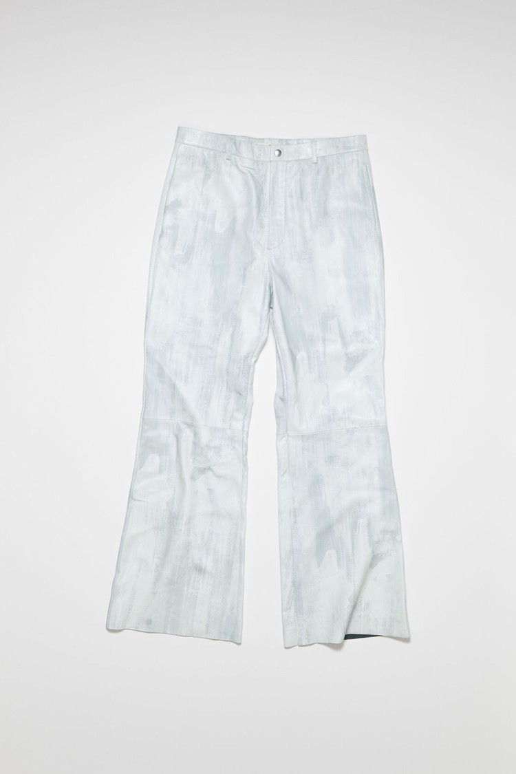 White Acne Studios Leather Men\'s Trousers | QXLM-71568