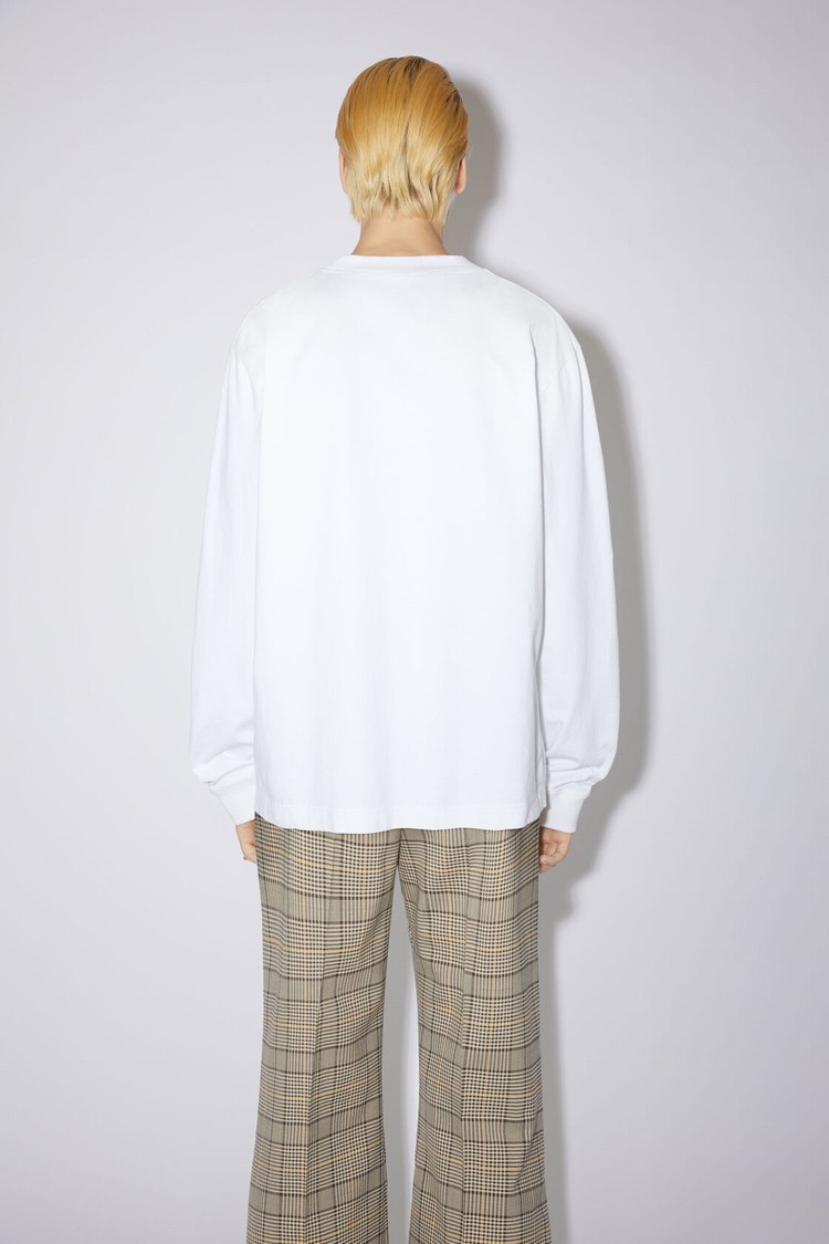 White Acne Studios Logo Long Sleeve Men's T Shirts | CVXJ-08217