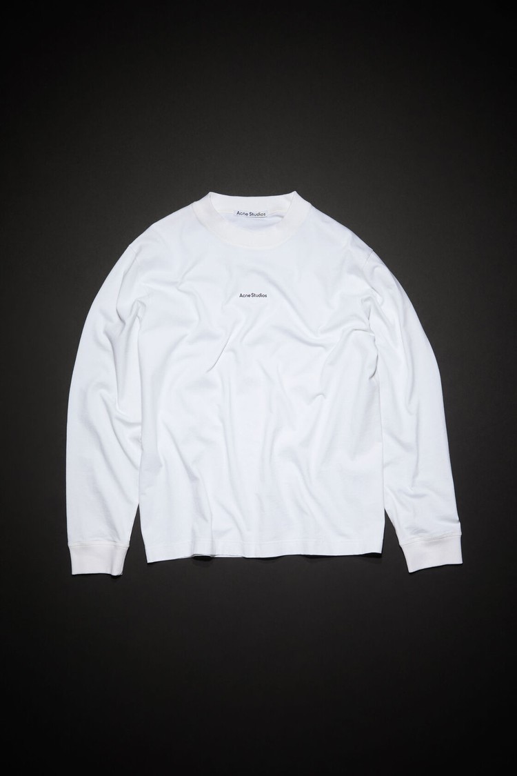 White Acne Studios Logo Long Sleeve Men's T Shirts | CVXJ-08217