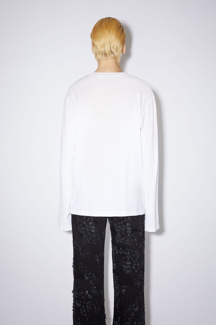 White Acne Studios Logo Long Sleeve Men's T Shirts | WSCO-79360