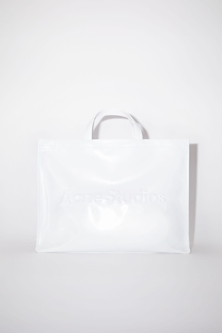 White Acne Studios Logo Shoulder Tote Bag | QXUR-50629