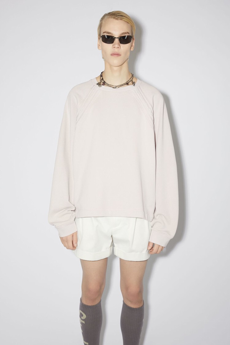 White Acne Studios Logo Tape Men\'s Sweatshirts | VXEQ-75260