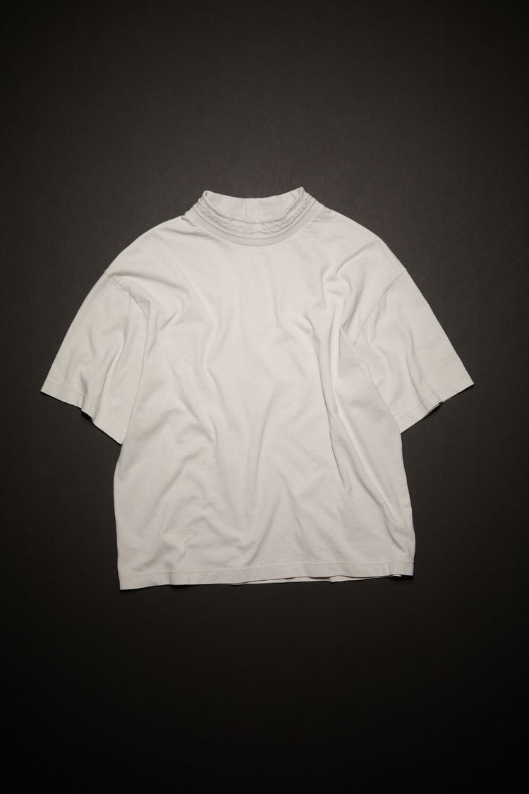 White Acne Studios Logo Tape Men's T Shirts | BZQF-62859