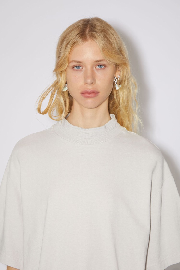 White Acne Studios Logo Tape Women's T Shirts | YBMN-29753