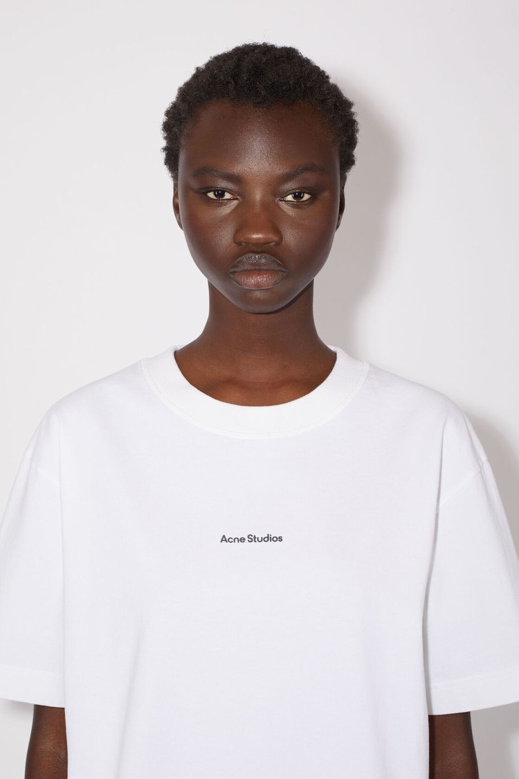 White Acne Studios Logo Women's T Shirts | YMVZ-09583