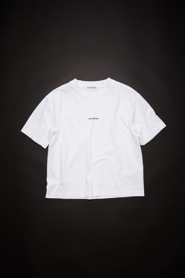 White Acne Studios Logo Women's T Shirts | YMVZ-09583