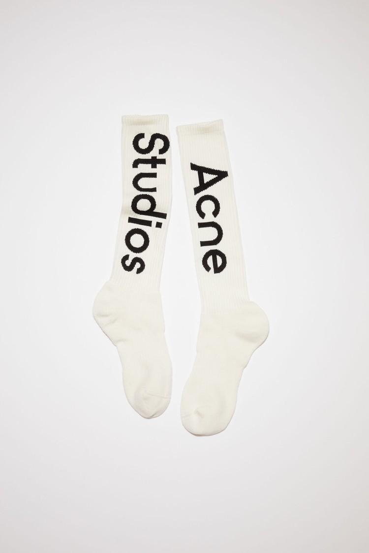 White Acne Studios Logo-jacquard Socks | SCDP-18427