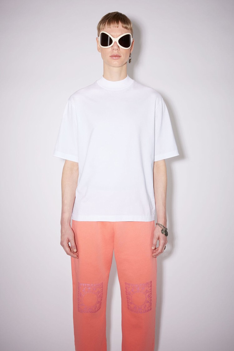 White Acne Studios Mock Neck Men\'s T Shirts | WNSF-08764