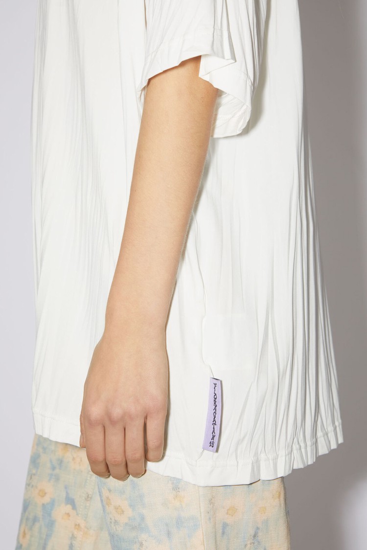 White Acne Studios Pleated Women's T Shirts | QHVZ-96801