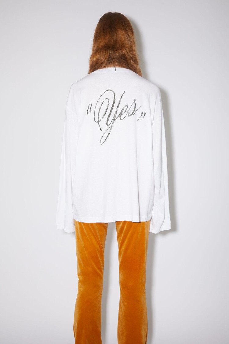 White Acne Studios Print Long Sleeve Top Women's T Shirts | GLPH-13425