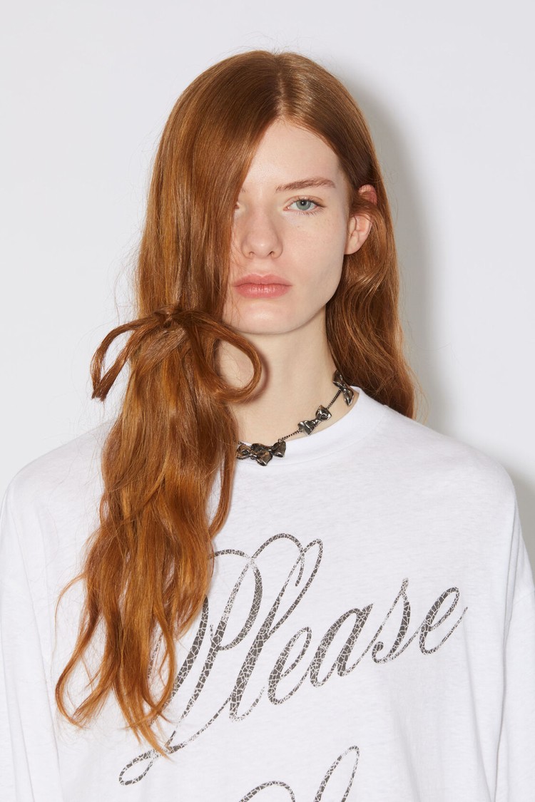 White Acne Studios Print Long Sleeve Top Women's T Shirts | GLPH-13425