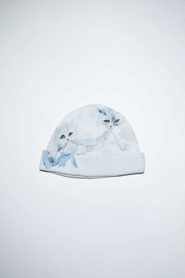 White Acne Studios Printed Knit Beanie | TPOE-61385