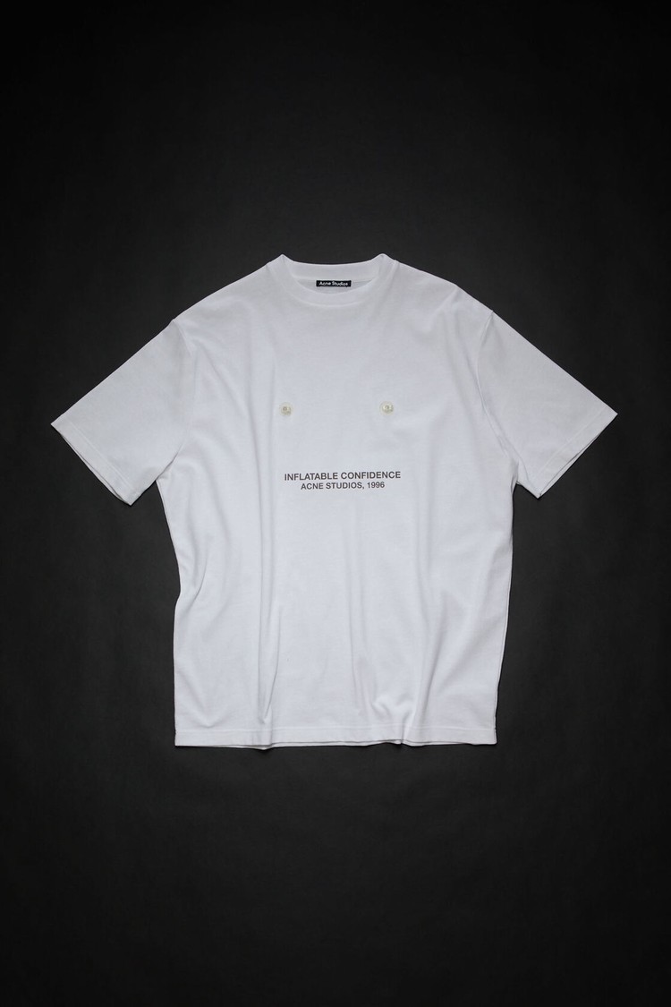 White Acne Studios Printed Men's T Shirts | SJTO-25718