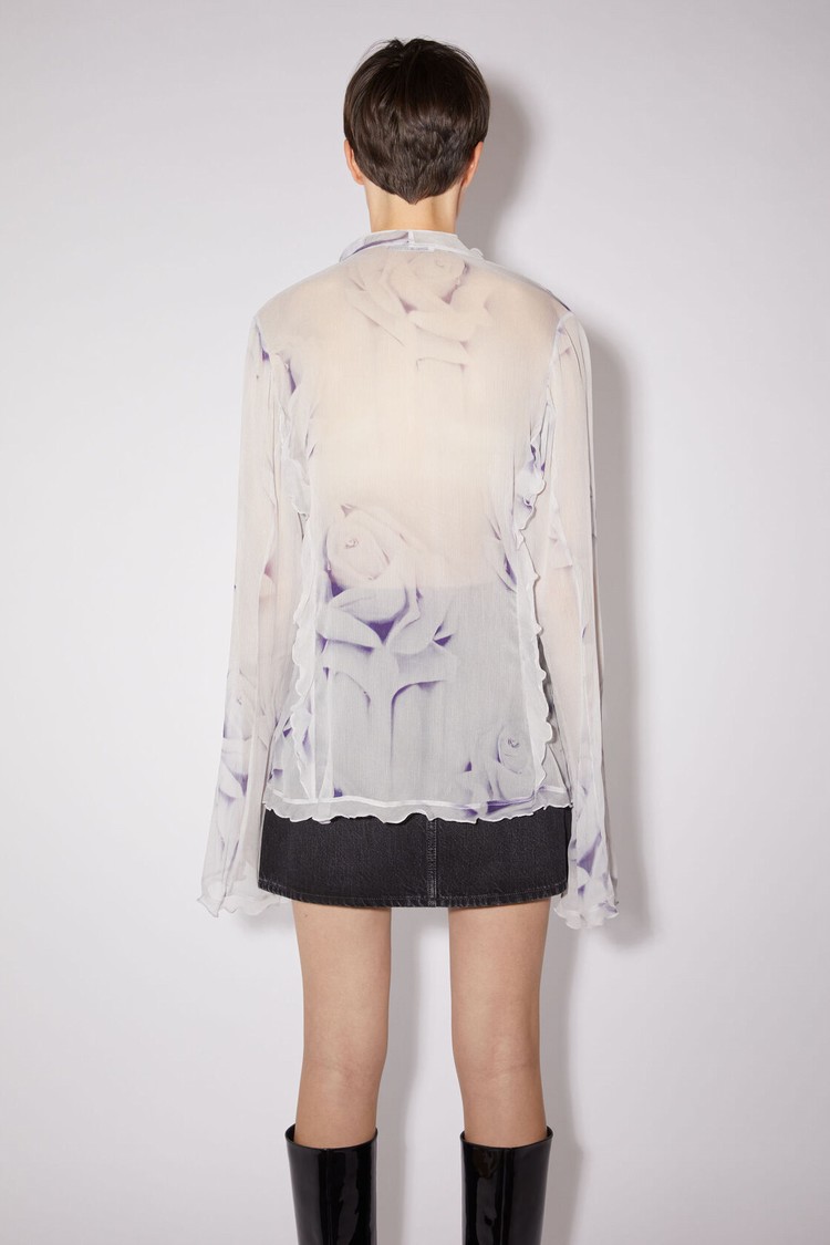 White Acne Studios Printed Silk Button-up Women's Shirts | RMXG-62154