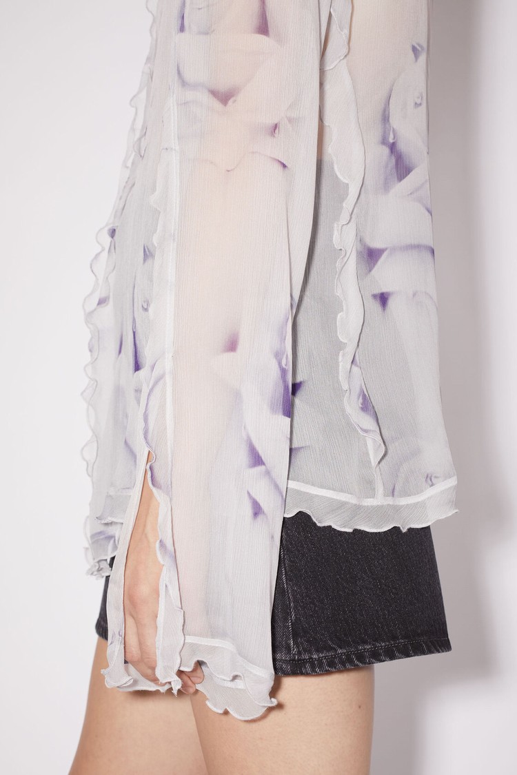 White Acne Studios Printed Silk Button-up Women's Shirts | RMXG-62154