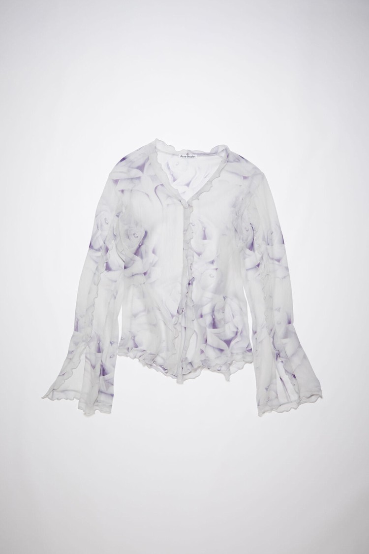 White Acne Studios Printed Silk Button-up Women's Shirts | RMXG-62154