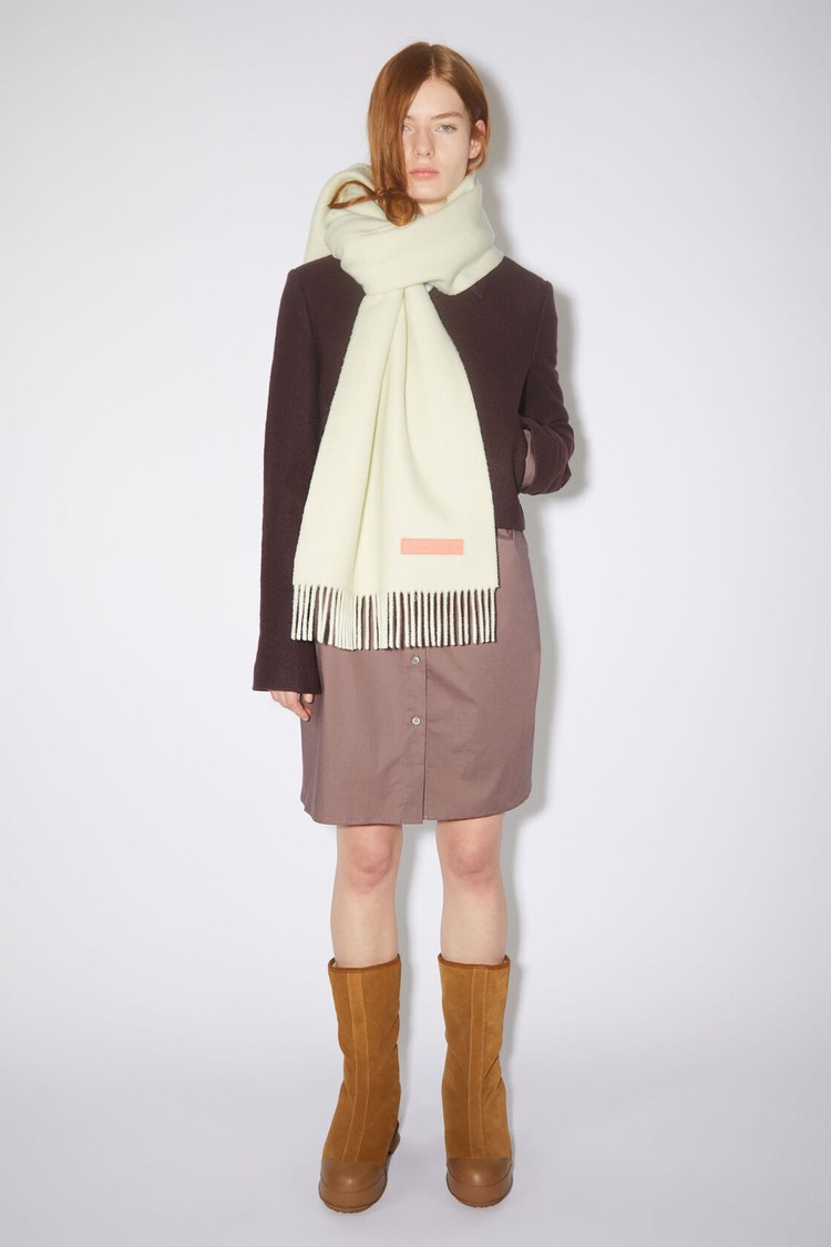 White Acne Studios Rich Wool Fringe - Narrow Scarf | VGOT-85743