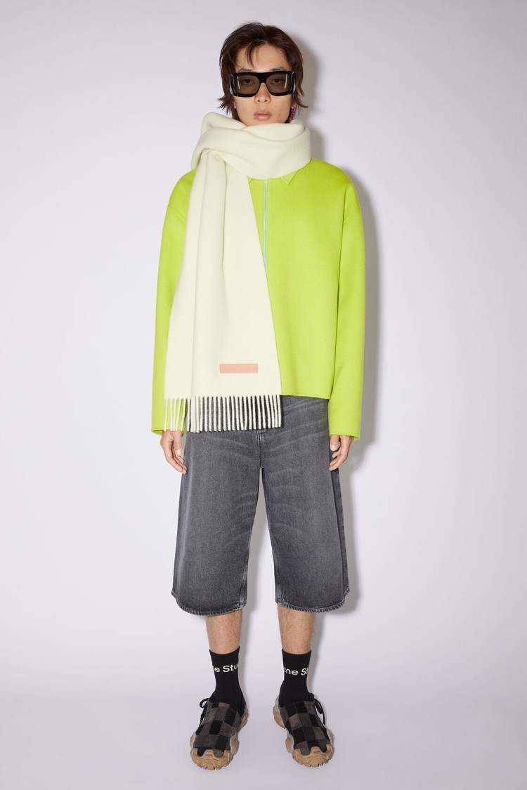 White Acne Studios Rich Wool Fringe - Narrow Scarf | VGOT-85743