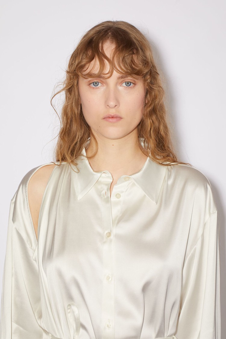 White Acne Studios Satin Shirt Women's Dress | DXLW-69710