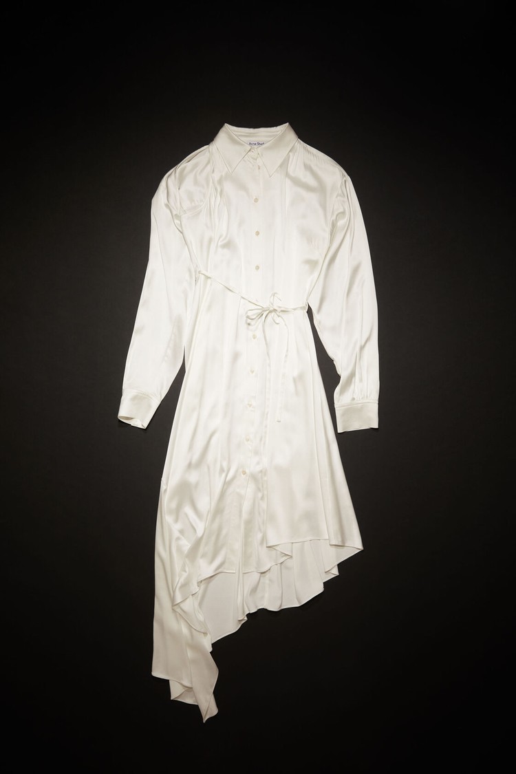 White Acne Studios Satin Shirt Women's Dress | DXLW-69710