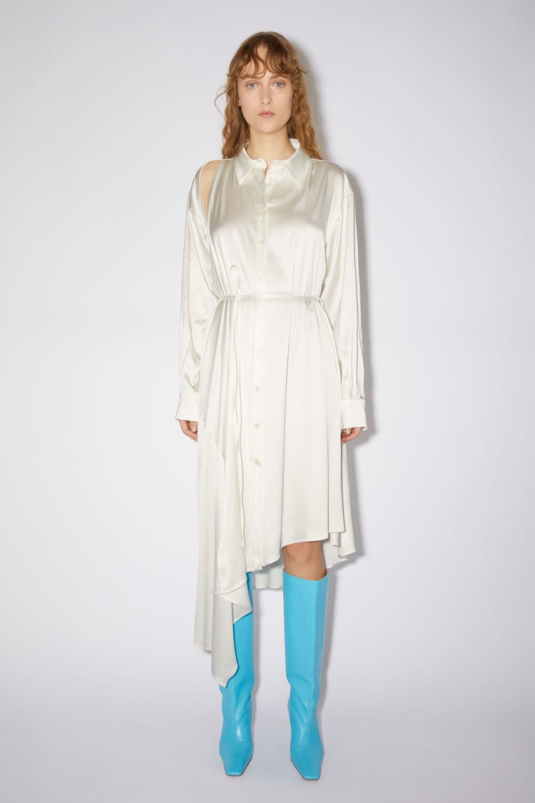 White Acne Studios Satin Shirt Women\'s Dress | DXLW-69710