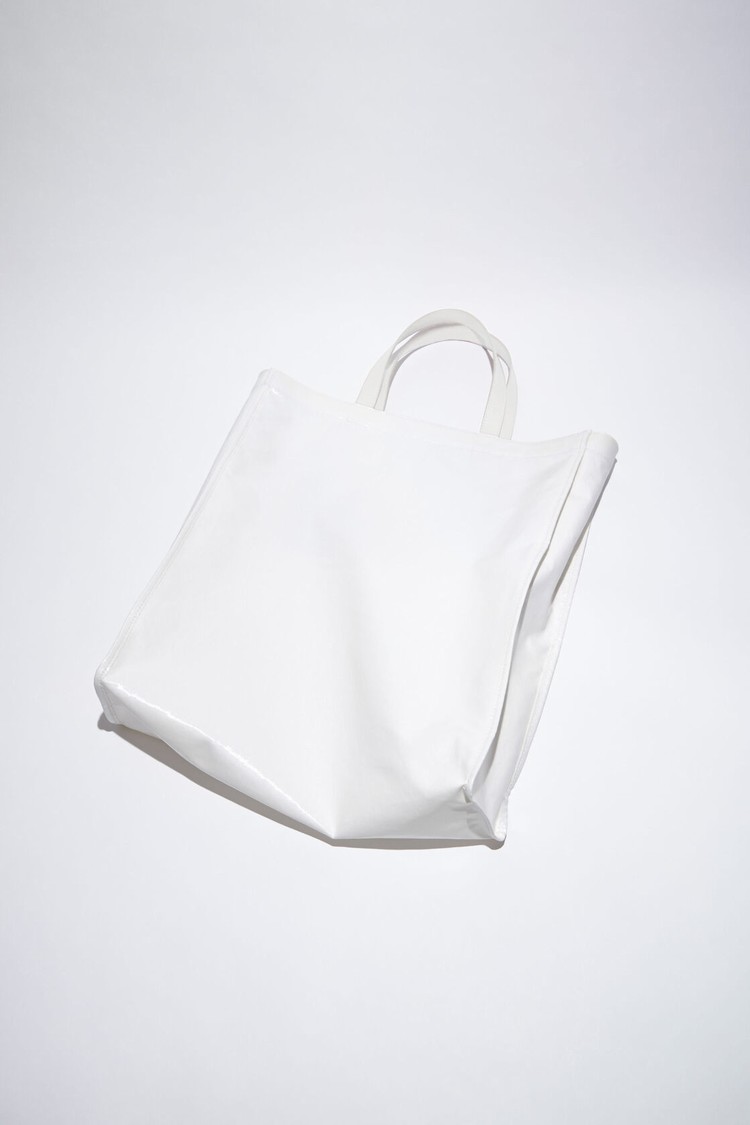 White Acne Studios Shiny Tote Bag | MENG-27198