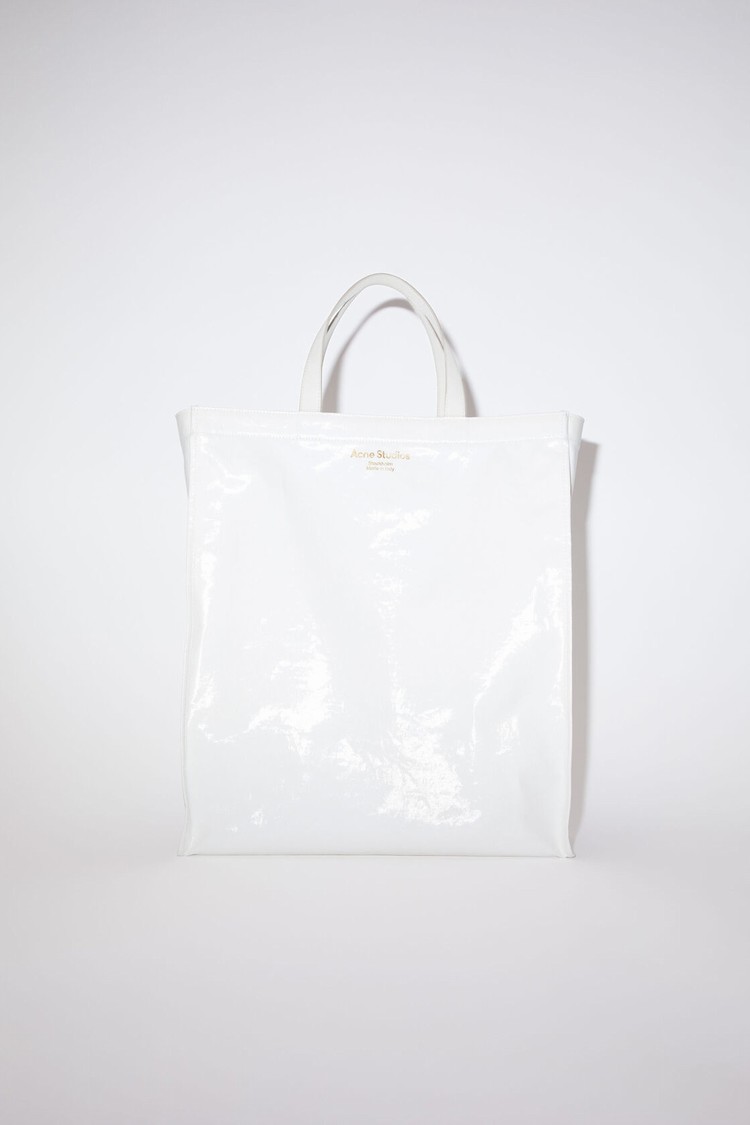 White Acne Studios Shiny Tote Bag | MENG-27198