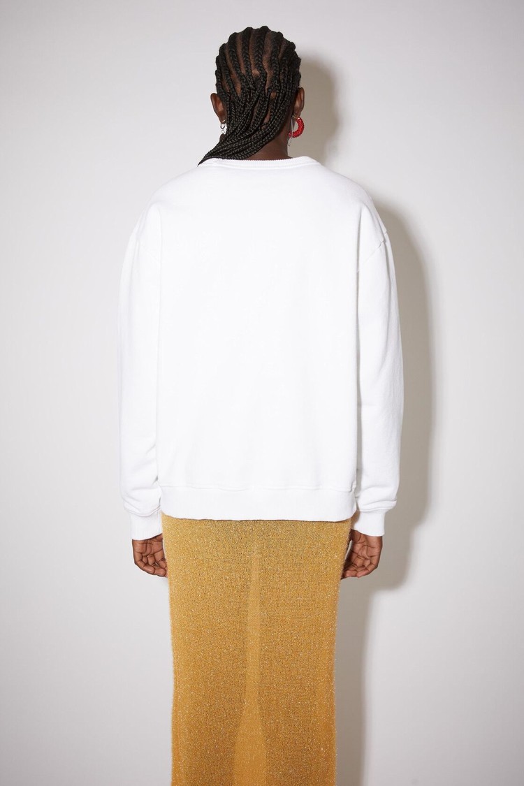 White Acne Studios Stamp Logo Women's Sweatshirts | UFNH-84570