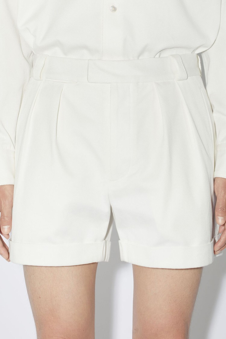 White Acne Studios Twill Pleated Men's Shorts | KNTL-27164