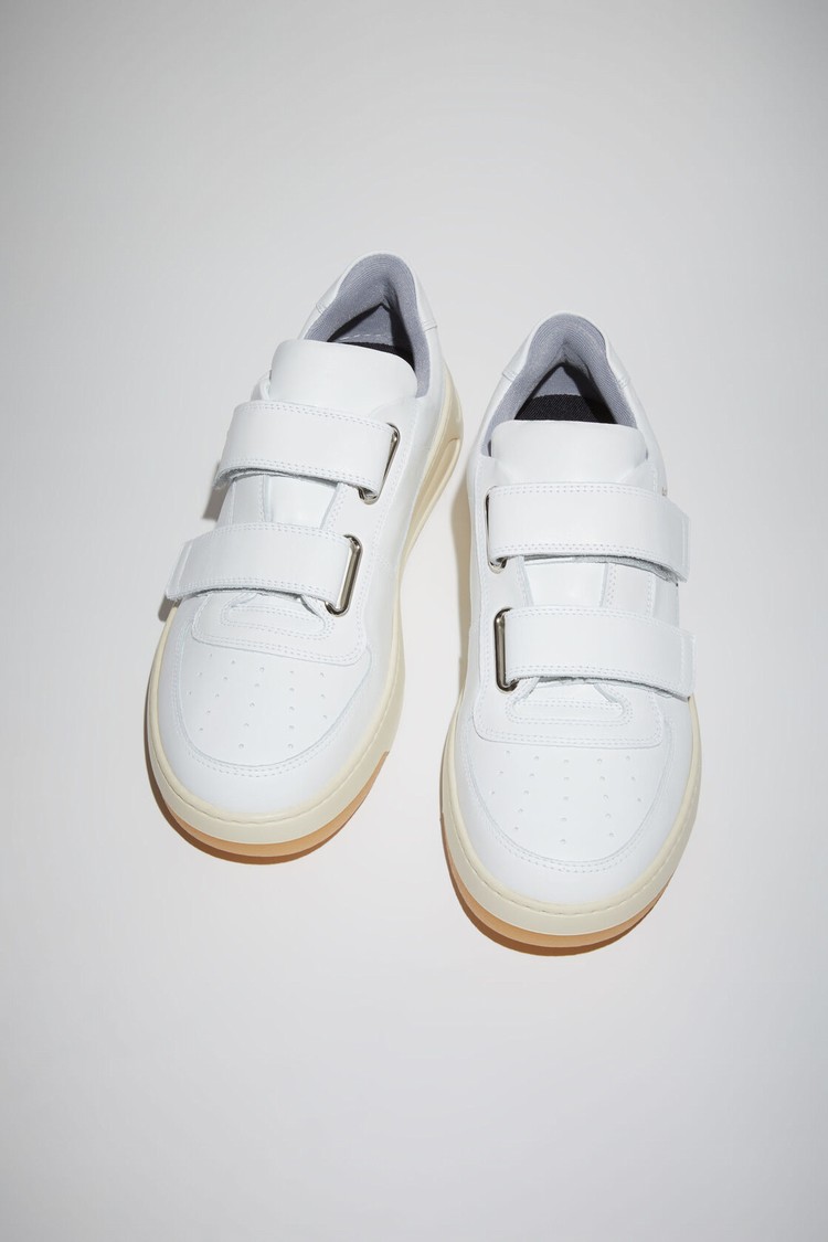 White Acne Studios Velcro Strap Men's Sneakers | TFXO-15893