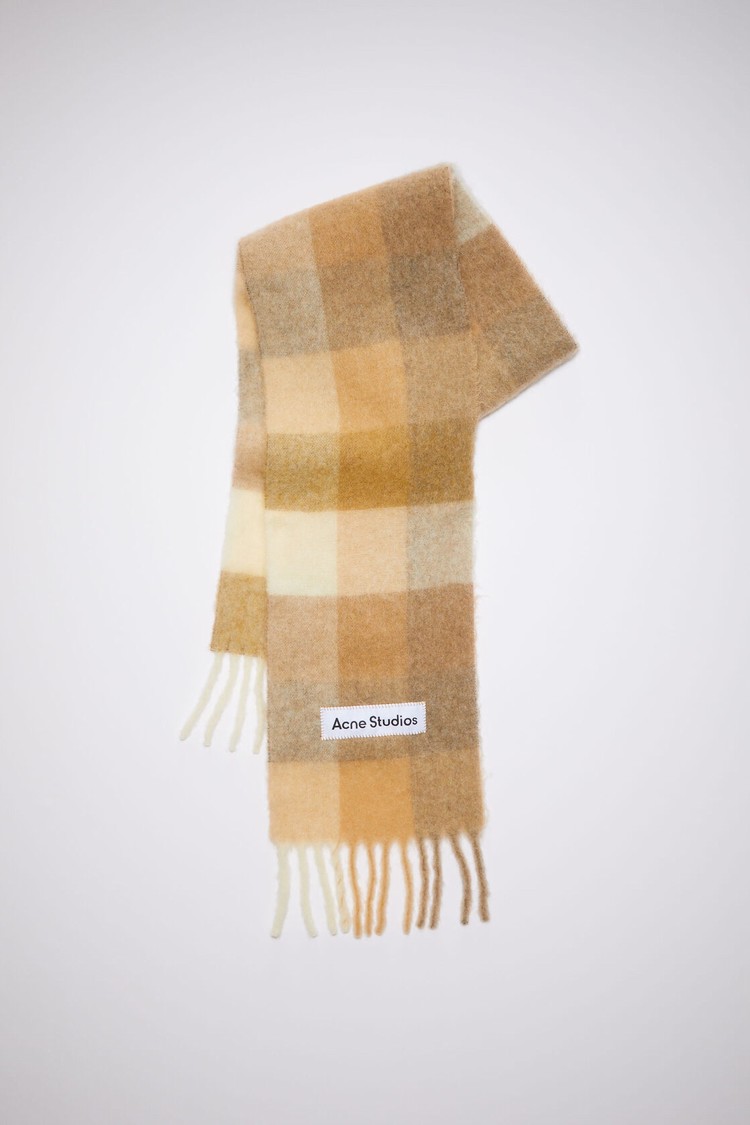 White / Beige Acne Studios Mohair Checked Scarf | CWSO-09756