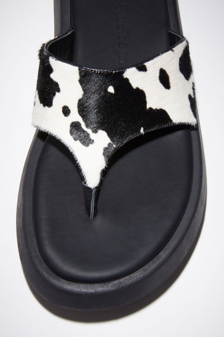 White / Black Acne Studios Printed Leathers Women's Sandals | WLCR-43719