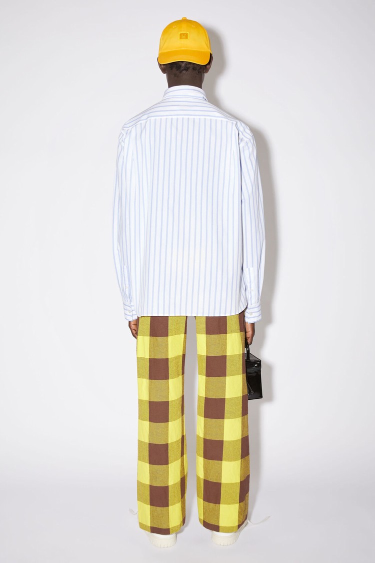 White / Blue Acne Studios Stripe Button-up Men's Shirts | OISW-96128