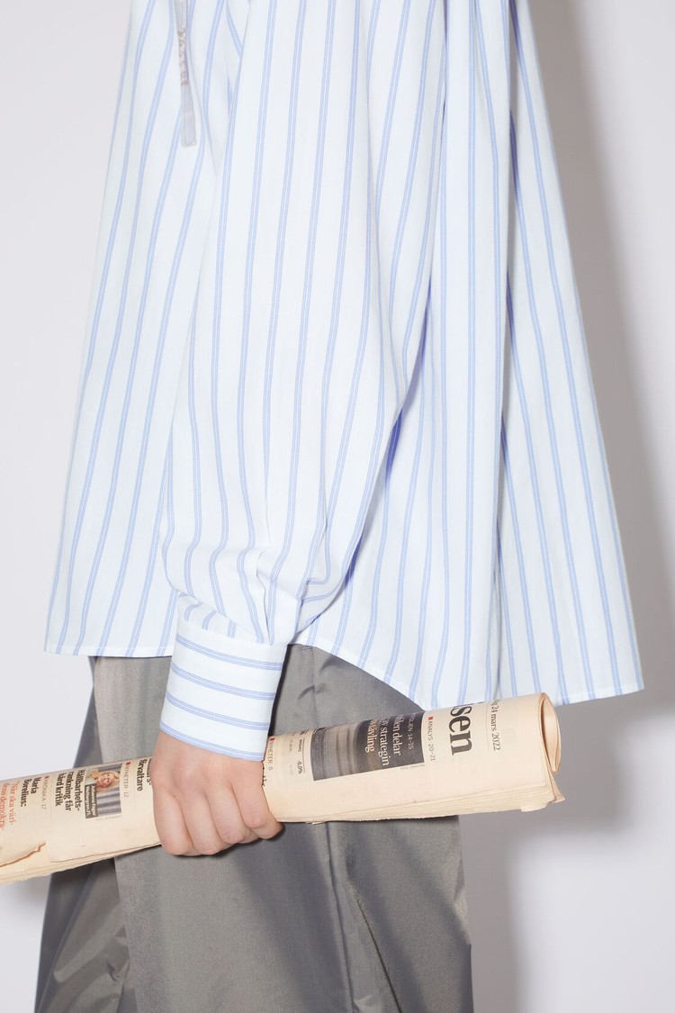 White / Blue Acne Studios Stripe Button-up Women's Shirts | VLFS-84602