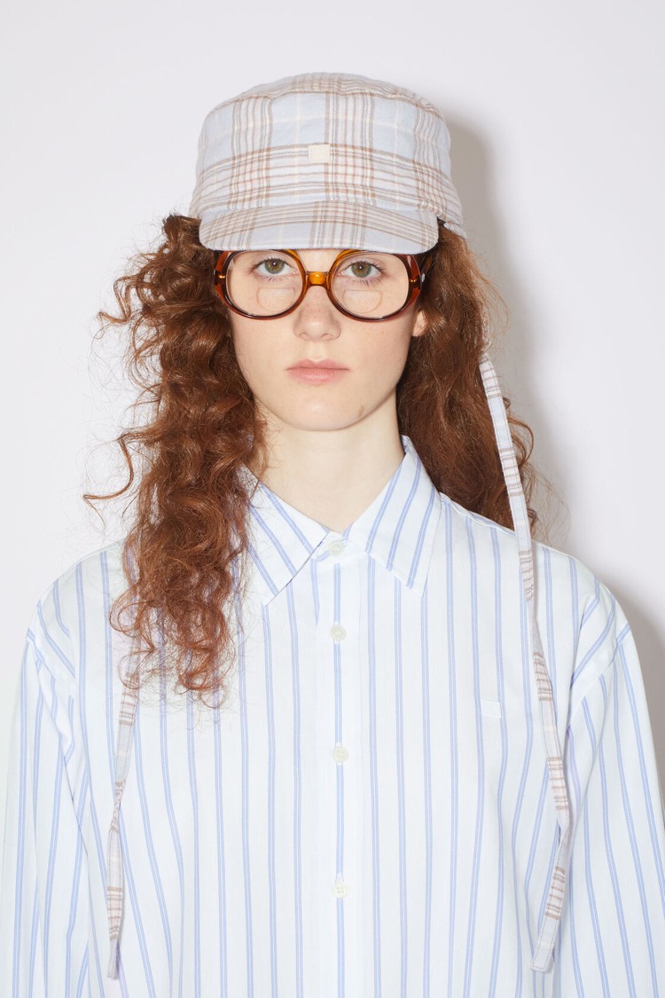 White / Blue Acne Studios Stripe Button-up Women's Shirts | VLFS-84602