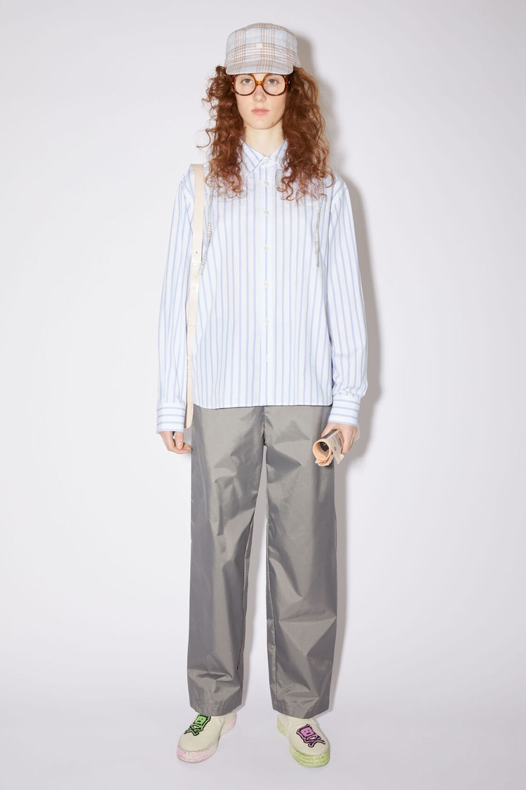 White / Blue Acne Studios Stripe Button-up Women\'s Shirts | VLFS-84602