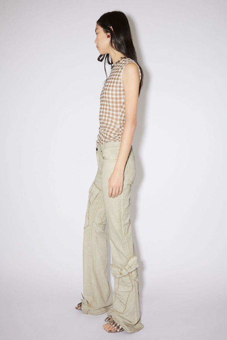 White / Brown Acne Studios Bow Denim Women's Trousers | NPDJ-12903