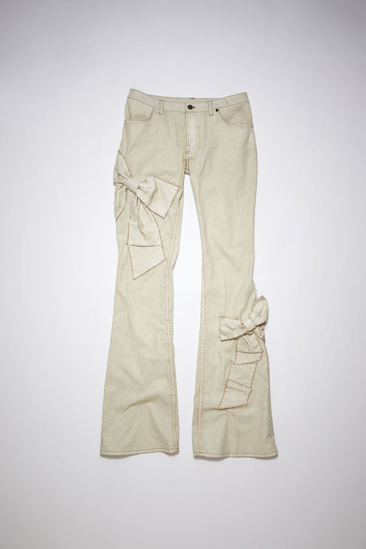 White / Brown Acne Studios Bow Denim Women's Trousers | NPDJ-12903