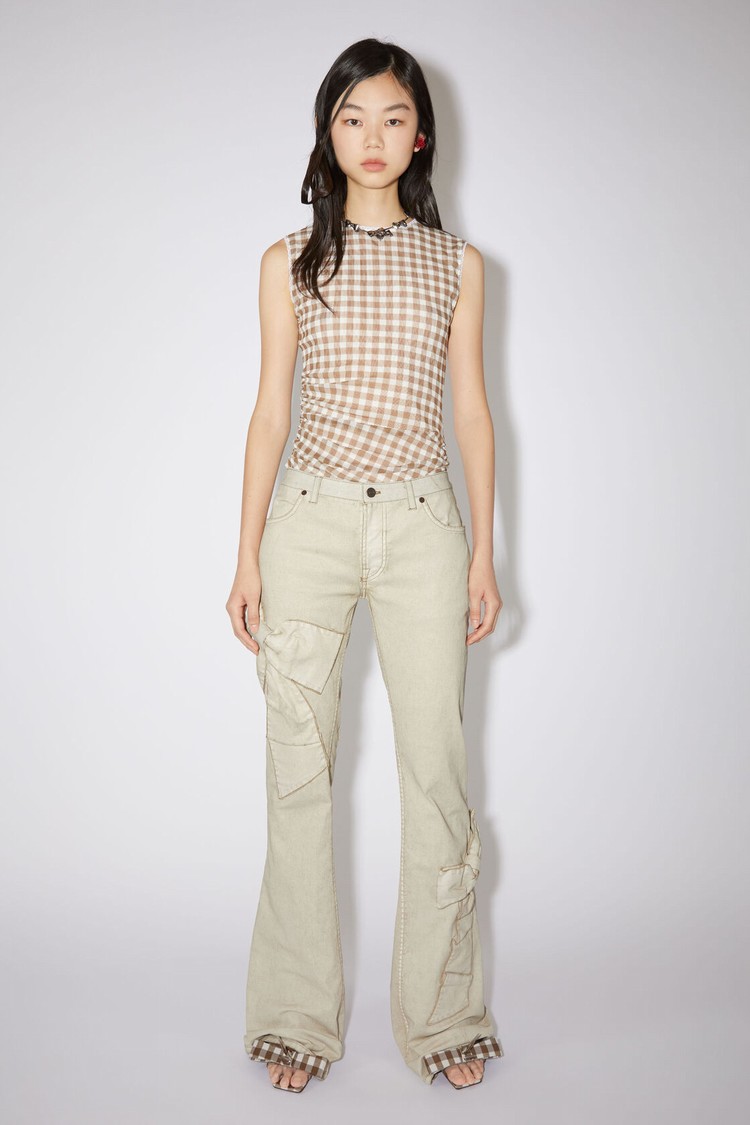 White / Brown Acne Studios Bow Denim Women\'s Trousers | NPDJ-12903