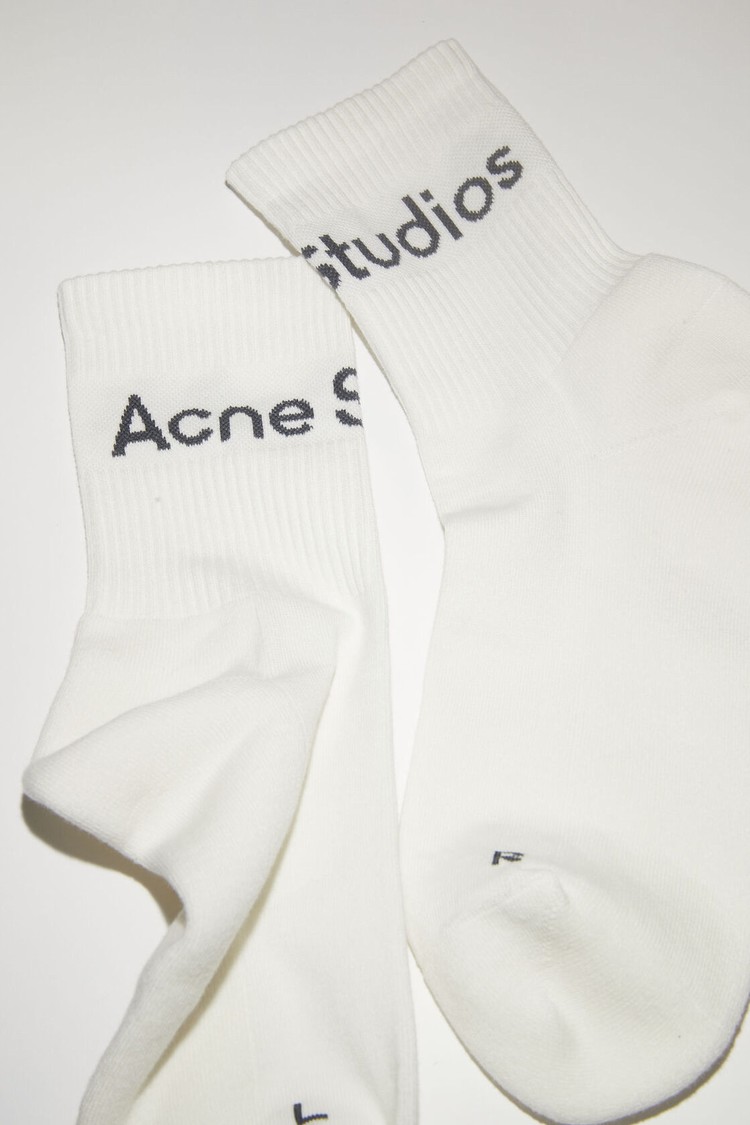 White / Grey Acne Studios Logo Socks | FOKP-76132