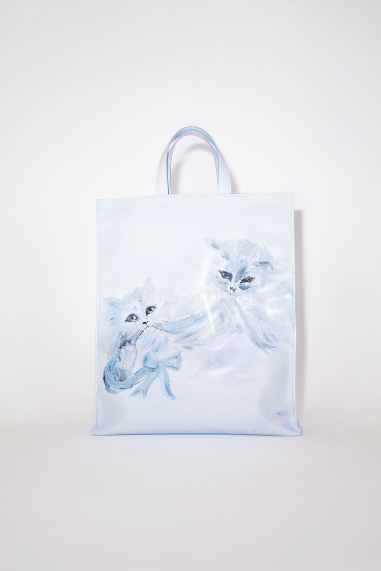 White / Grey Acne Studios Printed Logo Tote Bag | VTLY-27861