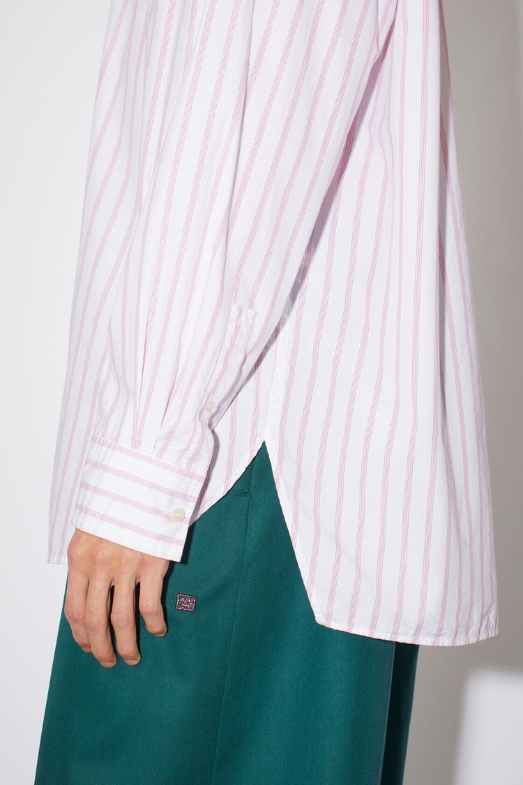 White / Pink Acne Studios Long Sleeve Men's Shirts | SVZH-54602