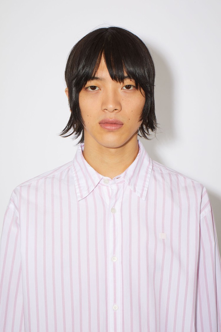 White / Pink Acne Studios Long Sleeve Men's Shirts | SVZH-54602