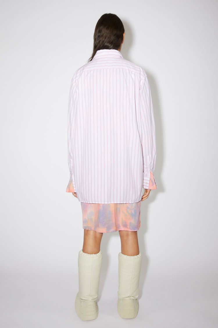 White / Pink Acne Studios Long Sleeve Women's Shirts | TQLG-49081