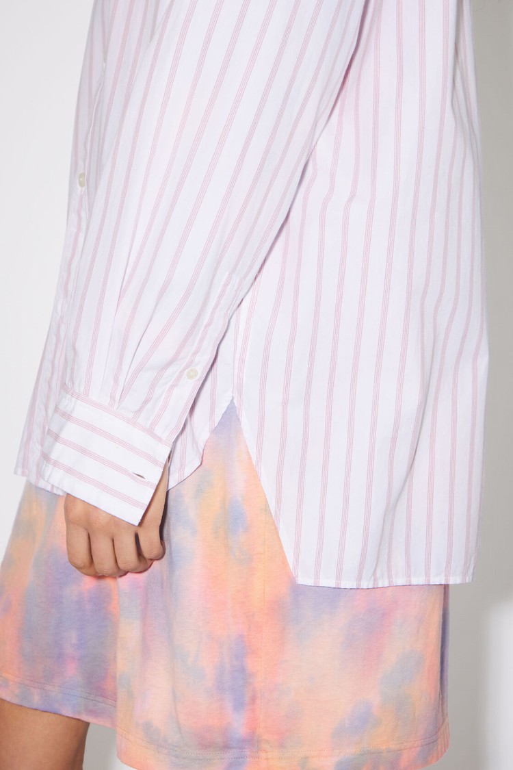 White / Pink Acne Studios Long Sleeve Women's Shirts | TQLG-49081