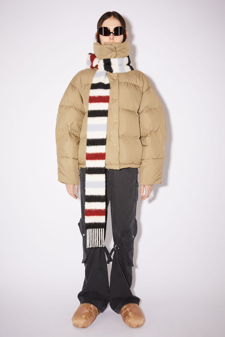 White / Red / Black Acne Studios Wool-alpaca Fringe - Skinny Scarf | SVUP-74031