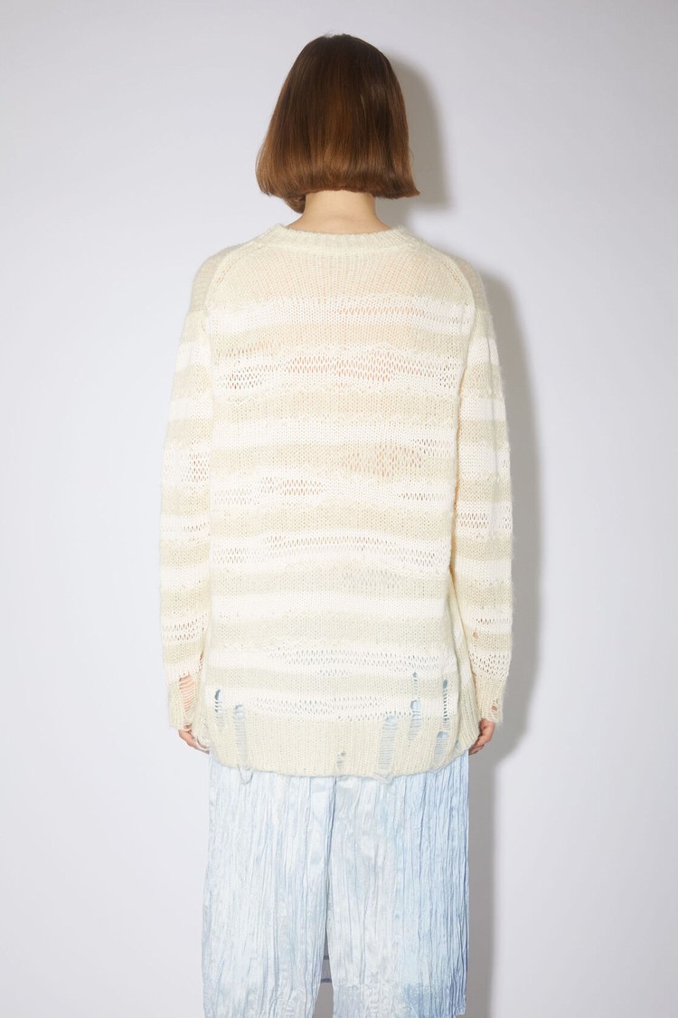 White / White Acne Studios Distressed Stripe Jumper Women's Knitwear | NYAC-13526