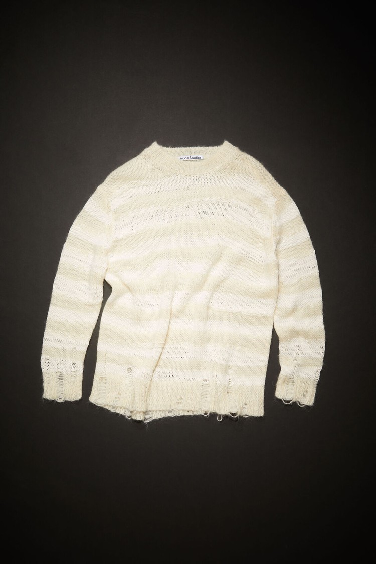 White / White Acne Studios Distressed Stripe Jumper Women's Knitwear | NYAC-13526